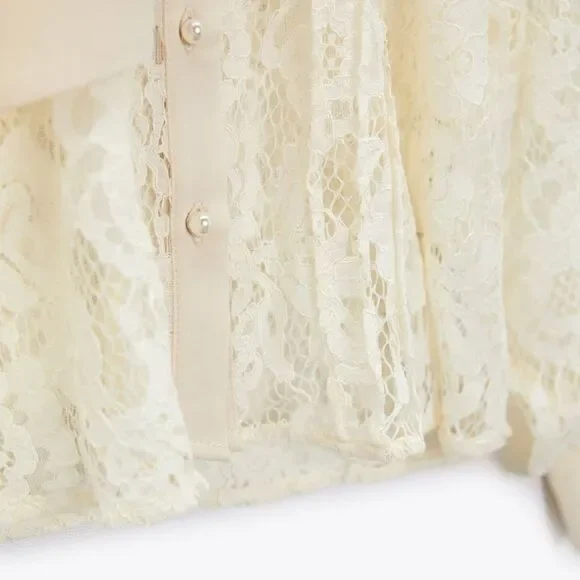 ZARA LACE SHIRT WITH TIED DETAIL - Picture 7 of 10